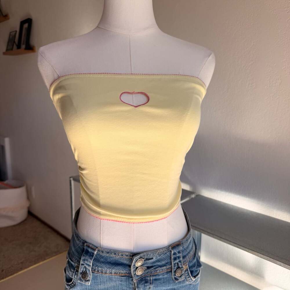 Polly Pocket x Cider Tube Top Size S Yellow Heart Cutout